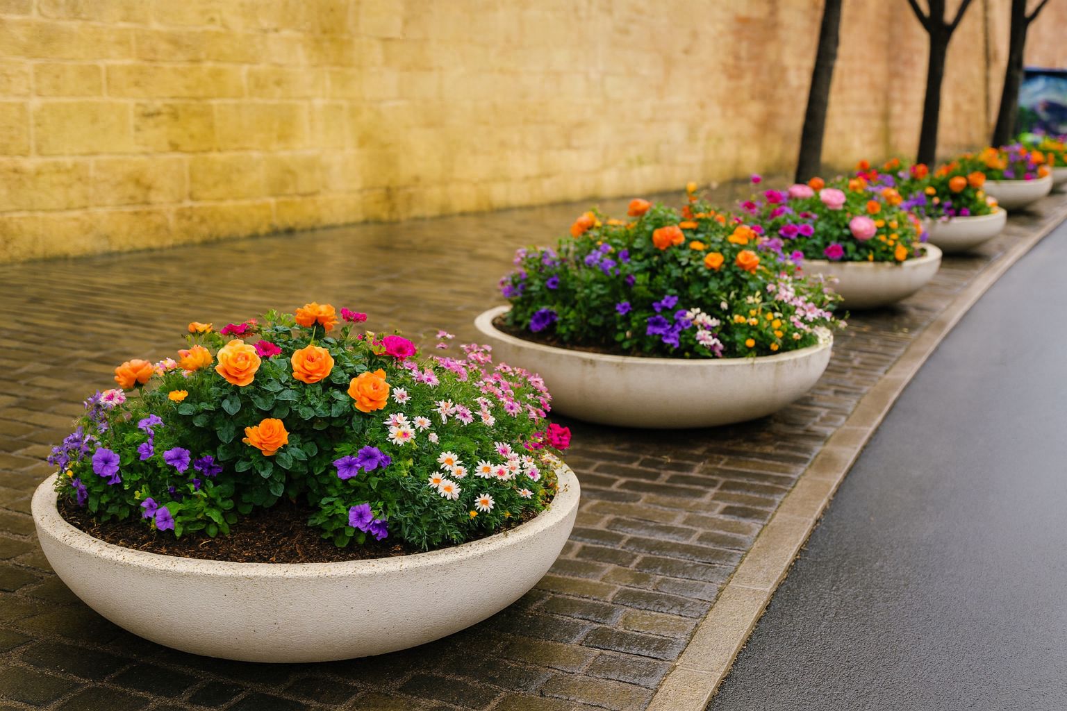 Jardinière pour collectivités en béton - Vasque Michelangelo - Design élégant et robuste_0