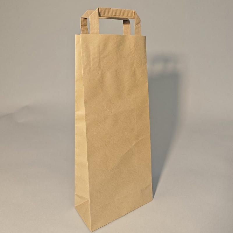 Sac 1 ou 2 bouteilles kraft brun poignées plates17x8.5x39cm - par 50_1