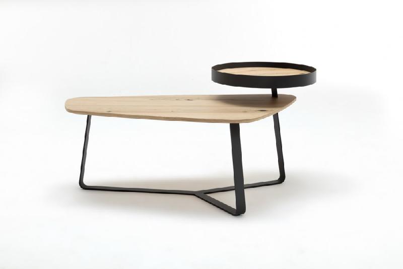 Table basse design - Style Coffee Table en chêne poutre miel et métal anthracite_1