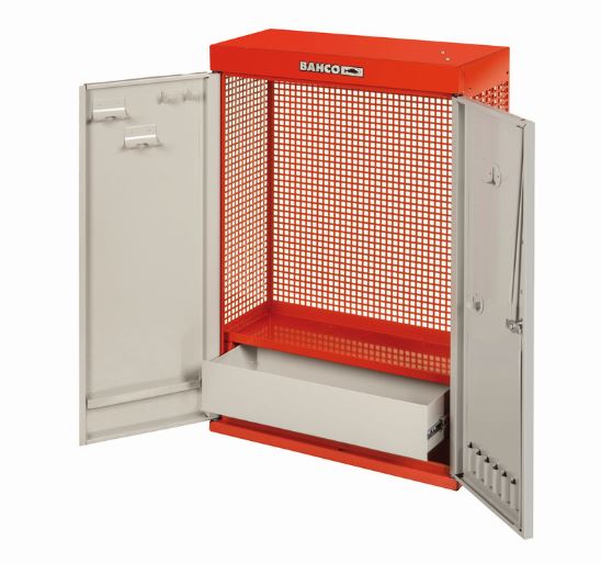 Armoire murale 2 portes rouge - 900 mm x 250 mm x 602 mm - Verrouillage central - Réf. 1495CD60RED_1