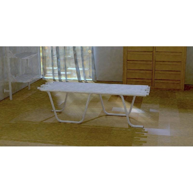Banc tubulaire L130 x P 43 x H 40 cm blanc mat_1