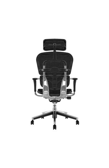 Fauteuil ergonomique Humanergo - Classique / Assise tissu coloris au choix et dossier maille noire - Haut dossier et têtière réglable_1