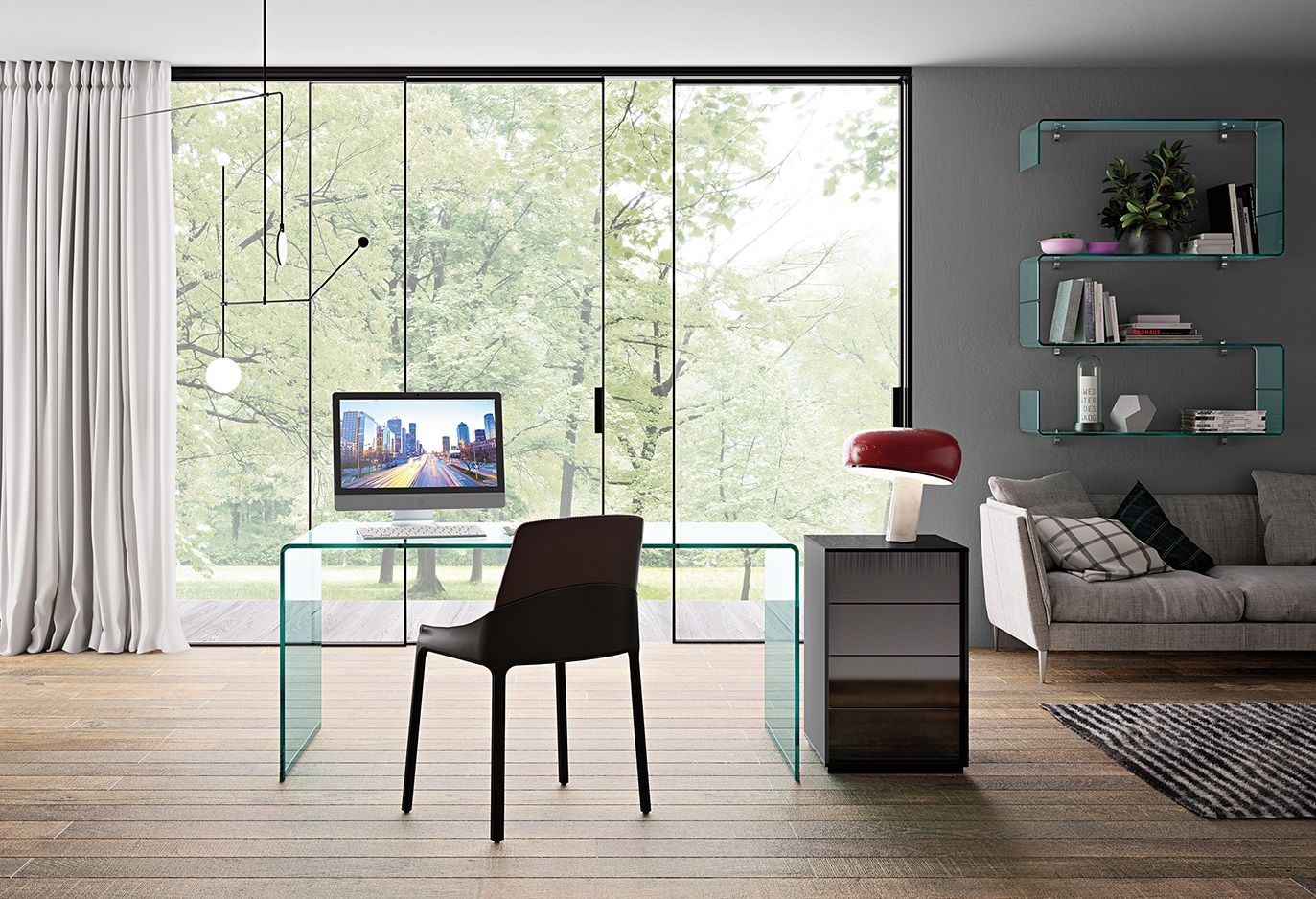 Rialto - Bureau droit en verre cintré 15 mm - Fiam Italia SRL - Design CRS FIAM_1