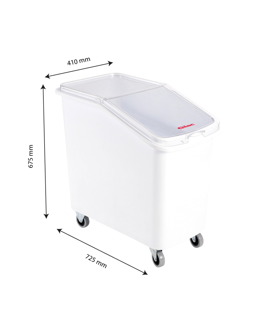 Bac à ingrédients 100 L - avec couvercle transparent et 4 roues pivotantes - Fond lisse pour hygiène optimale_1