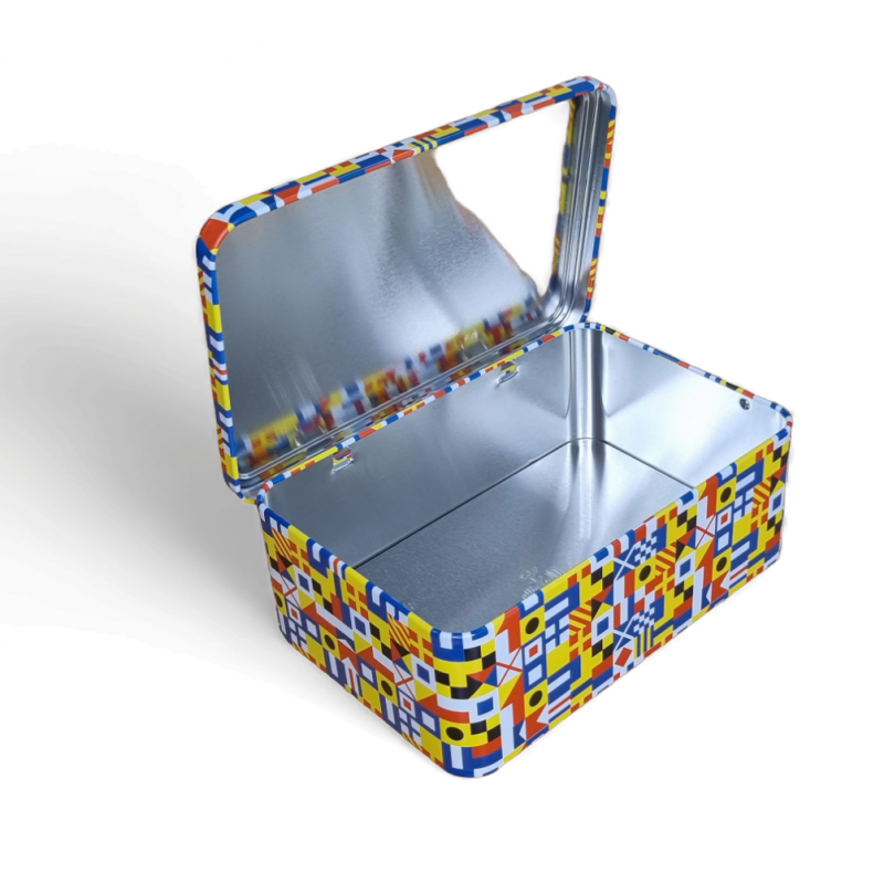 Boîte/coffret métal décor junior 'Alphabet Nautique' 190 x 125 x 72 mm - motif drapeau Basque - Made in France - BA004408_1