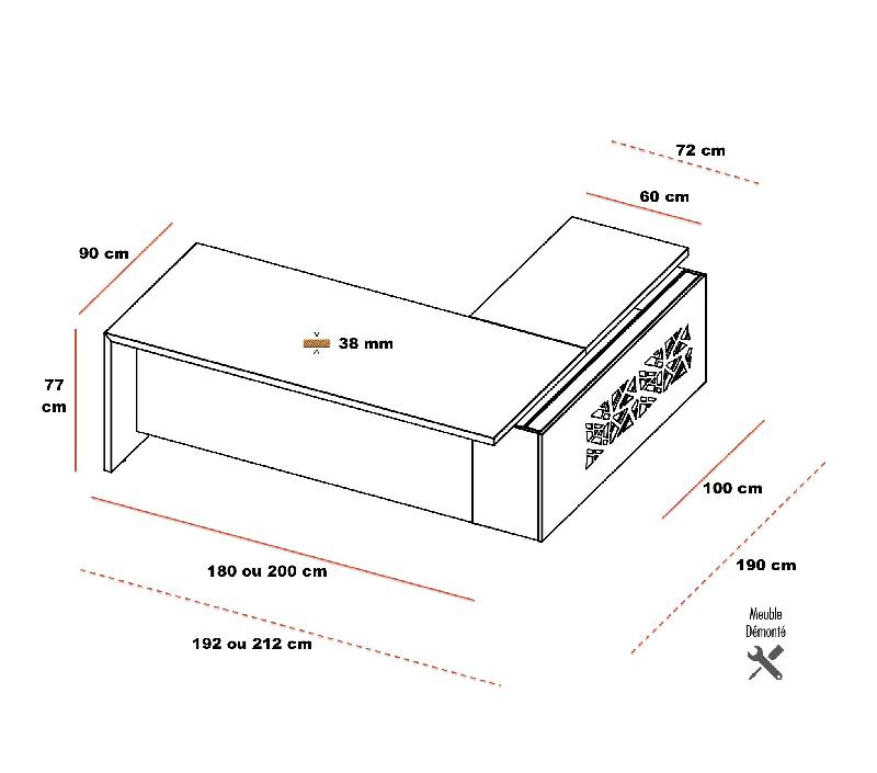 Bureau d'angle T45 avec meuble de rangement et caisson - Quadrifoglio - 192, Droite, Eucalyptus_1