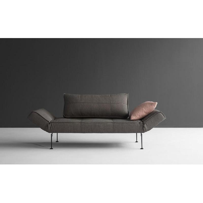 Canapé convertible Zeal Laser gris anthracite - pieds métal - design années 50-60 - modulable méridienne/lit_1