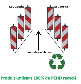 Balise d'alignement en PEHD renforcée par tube plastique - K5c - STI Balisage routier - Sécurité accrue et film Classe II_1