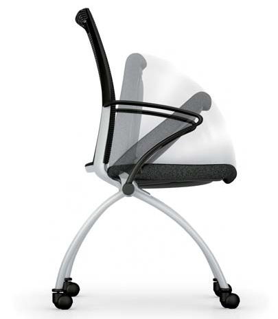 Chaise empilable austria sur roulettes, assise rabattable_1