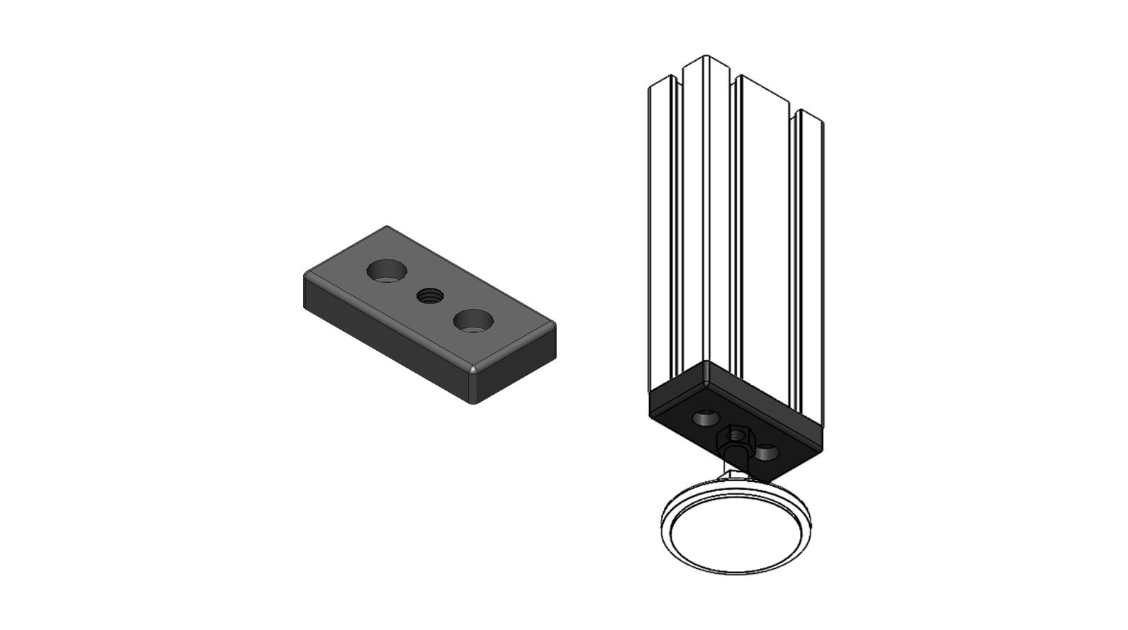 Plaques de pied pour profilé aluminium - alliage d'aluminium moulé - thermolaqué noir - épaisseur 16 mm_1