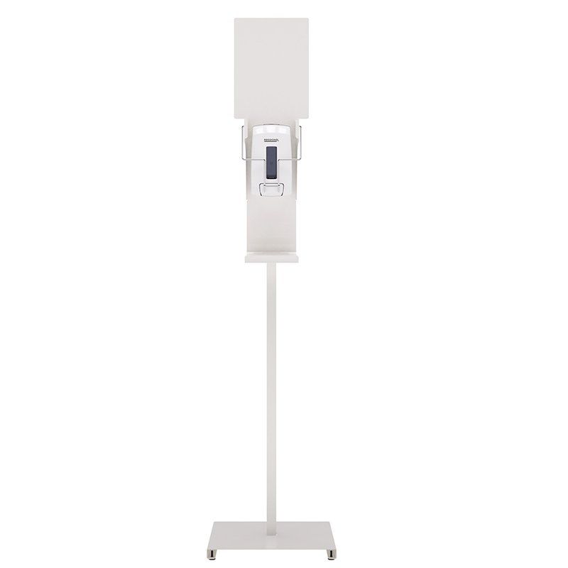Station de désinfection des mains sanimains manuel - adzeo sas - dimensions 380 × 380 × 1630 mm - acier traité anticorrosion et anti-uv_1