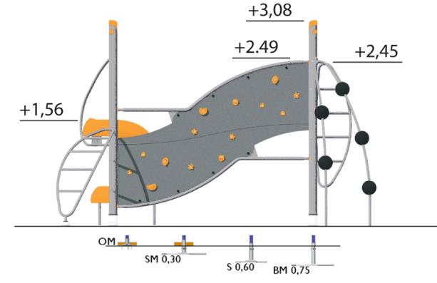 Structure multi-jeux 5 à 12 ans - Agito Joz gris 8002101 Hags - Fondation à enterrer, dimensions 4800x4400x3080 mm_1