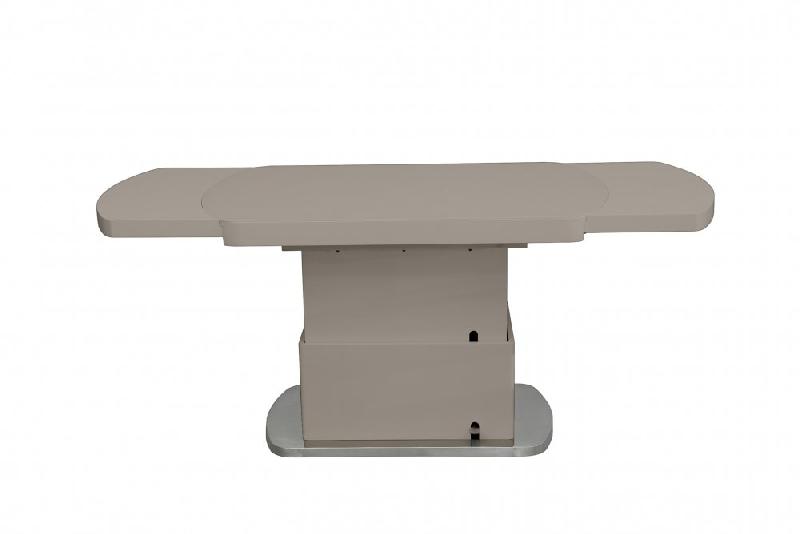 Table basse relevable double set - Fabrication française - Acier chromé et verre laqué taupe_1