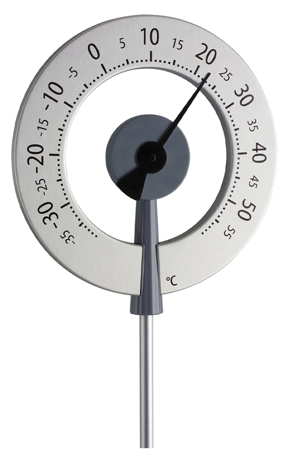 Thermomètre mécanique de jardin - Grande dimension - Cadran gris/noir - À ressort bilame - Modèle 1210T_1