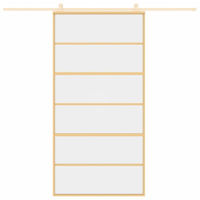 Vidaxl porte coulissante doré 102,5x205cm verre esg clair et aluminium 155162_1