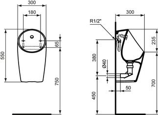 Midi Smart - Urinoirs hybrides à pile - Ideal Standard - Sphero - capteur intelligent_1