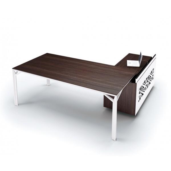 Bureau d'angle X8 avec caisson de rangement - Officity. - 231, Blanc, Gauche_2
