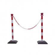 Leo12120 - Barrière à chaîne rouge et blanche Disset Odiseo - 2 balises avec chaîne 2 m_1