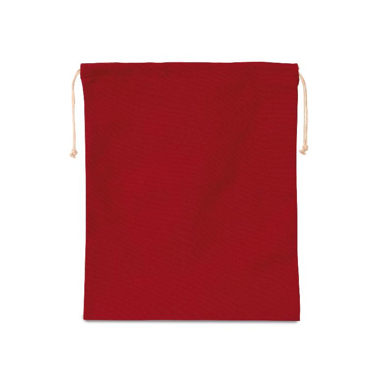 Sac réutilisable en coton à cordon - Réf: KI0747 - Marque: Kimood - Taille XL - Couleur: Black, Cherry Red - 220 g/m²_1