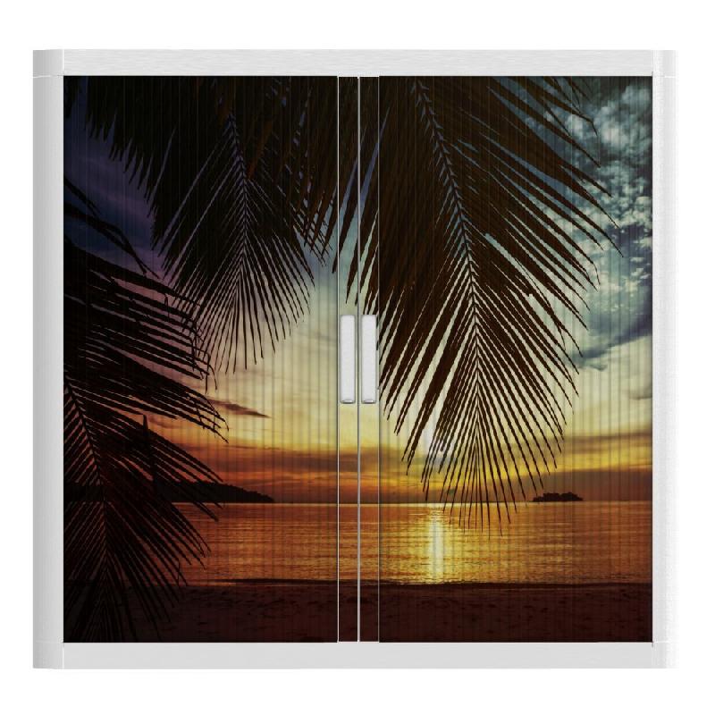 Armoire à rideaux avec décor mer - EasyOffice. - Basse, Coucher de soleil_1