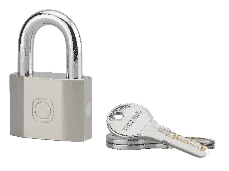Cadenas à clé OCTO 50mm - Anse acier cémenté nickelé - 3 clés réversibles - Réf. 00190053 - Thirard_1