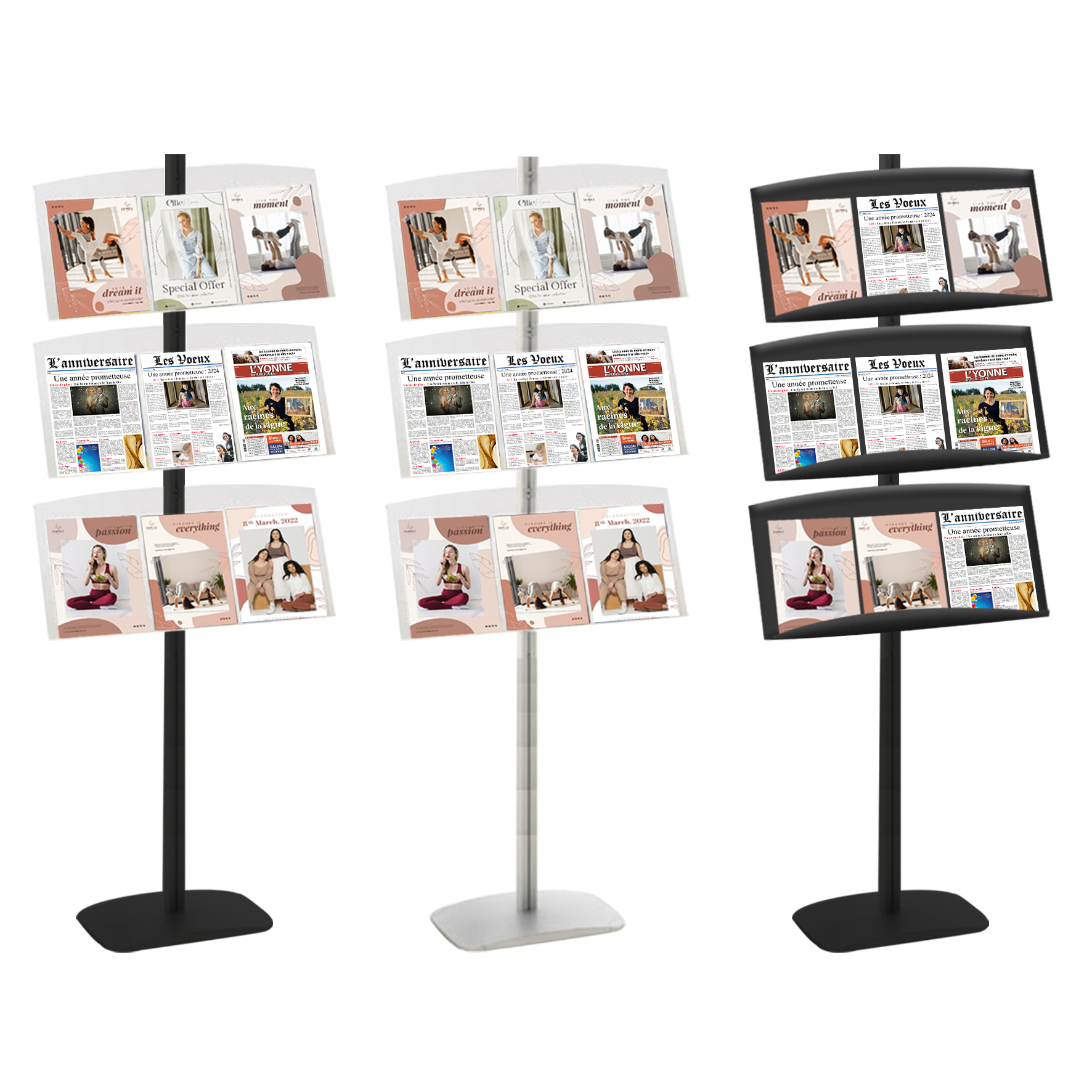 Présentoir vitrine Presse H 177 cm 3 étagères Réf : 214173_0