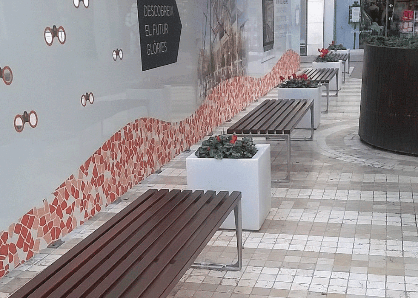 Banc public Léman UM397BE - Fonte ductile avec traitement Ferrus - Bois tropical teinte acajou_1