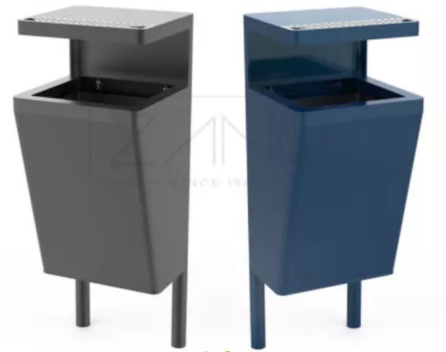 Scandik 03.046.2.Sn - Cendrier corbeille moderne Zano en acier inoxydable avec auvent_1