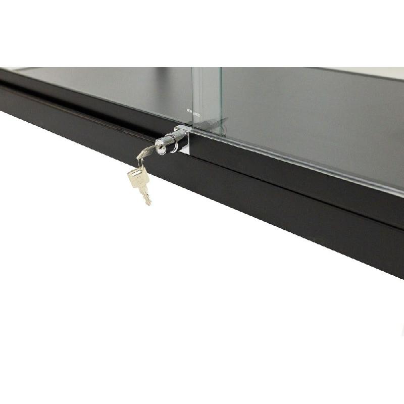 Vitrine comptoir cadre alu noir et verre trempé 100x50x90 cm_1