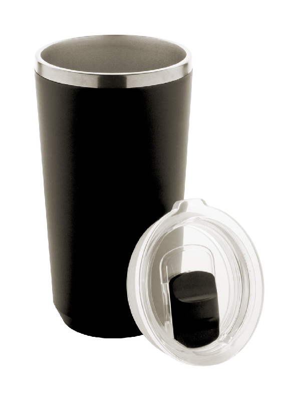 Mug thermos - isotherme en acier inoxydable à double paroi - 500 ml - couleur noire_1