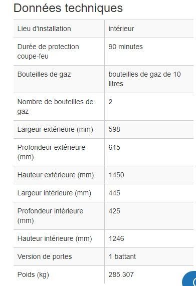 Armoire coupe-feu G90.6-10 pour bouteilles de gaz - 210383w - Résistance 90 minutes, 2 bouteilles de 10L_1