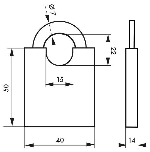 Cadenas à clé Shoulder 40 mm - laiton massif, anse épaulée et mécanisme à goupilles - Marque Thirard_1