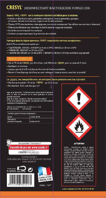 Désinfectant liquide SPADO crésyl - 5 L - Nettoyage et désinfection des surfaces et espaces extérieurs_1