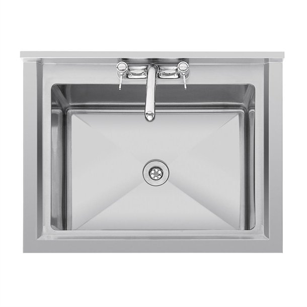 Évier profond en inox - Vogue - capacité 100 litres - avec dosseret et pieds réglables_1