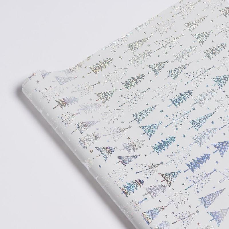 Papier cadeau sapins holographiques L 0,70x25m_1