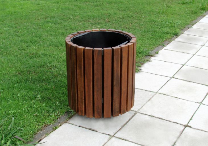 Parque - Poubelle publique Larus - 60L - ligne fonctionnelle en acier et bois FSC_1