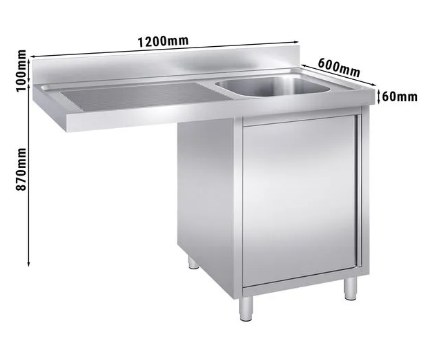 Plonge avec passage lave-vaisselle 120 x 60cm et placard - cuve à droite l40 x p40 x h25 cm_1