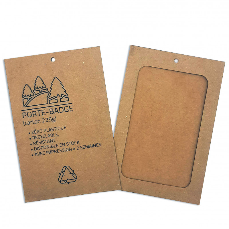Porte-badge en carton A6 - Norme FSC - Reference : IDPA6-KRAFTPERSO_1