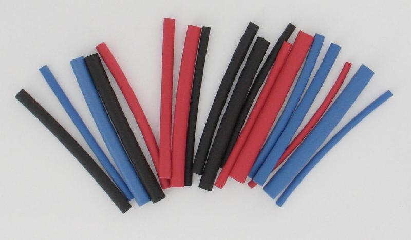 18 gaines thermorétractables rouge/noir/bleu - longueur 0.08m - diamètre 3.2 à 12.7mm avant rétreint - ZENITECH_1