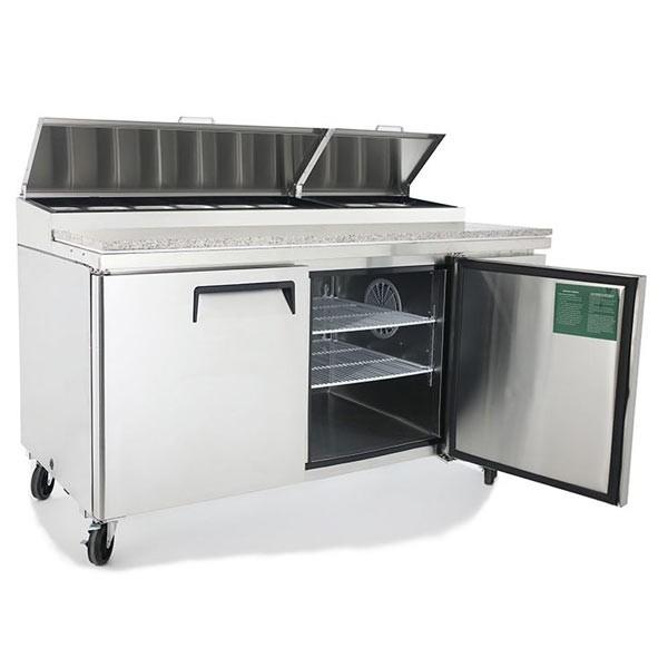 At-mpf8202 - table de préparation à pizza 2 portes - capacité 570L - plan polyéthylène ou granit - température +1/+8°C_1