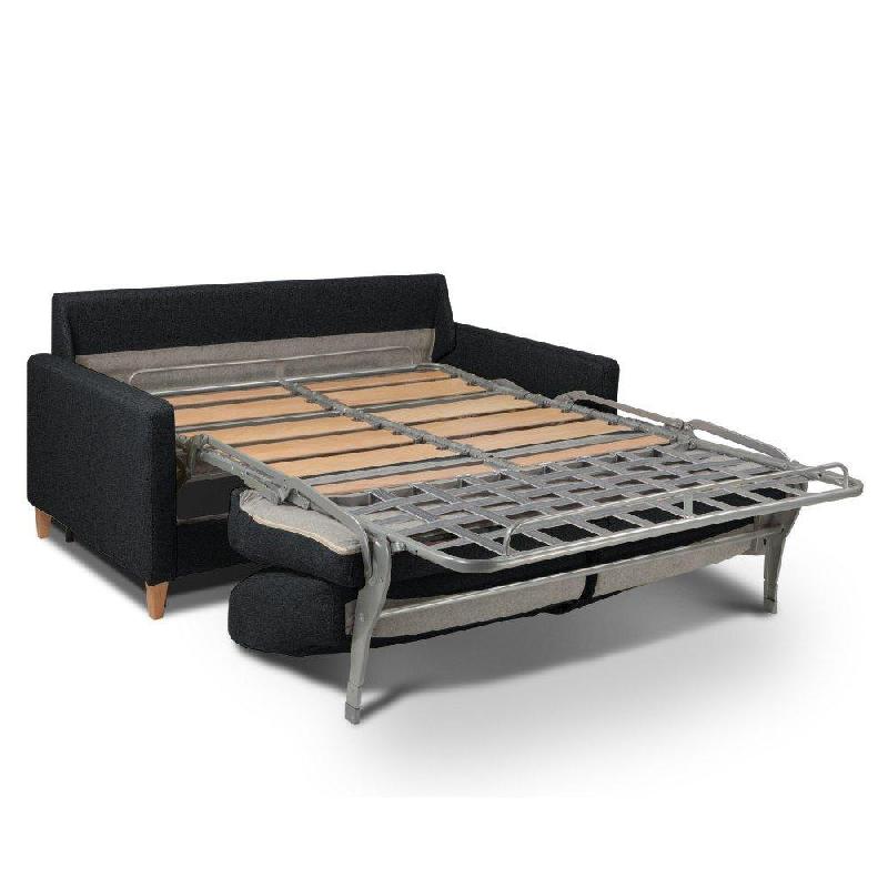 Canapé convertible OGGETTO - Matelas 16 cm haute résilience - Système express - Sommier à lattes 160 cm - Revêtement polyuréthane noir_1