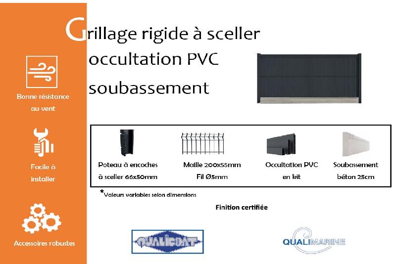 Grillage rigide à sceller occultation PVC et soubassement - 830_1