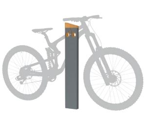 Appui vélo - structure en tube acier - pommeau en chêne certifié PEFC - finition peinture sur galva - JESIGNALE_1