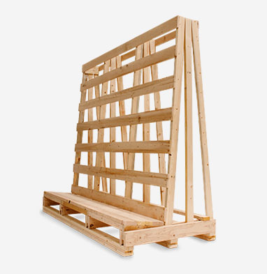 Chevalet en bois destiné aux transports de produit en position verticale_1