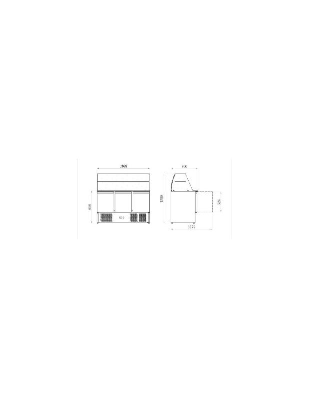 Saladette réfrigérée 3 portes positive avec vitrage - 4 bacs GN 1/1 - Inox AISI304 - Température +2°C/+8°C - Référence AAS903V_1