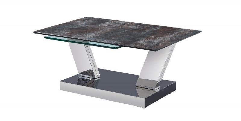 Table basse modulable OPEN - doubles plateaux pivotants en verre trempé et céramique anthracite_1