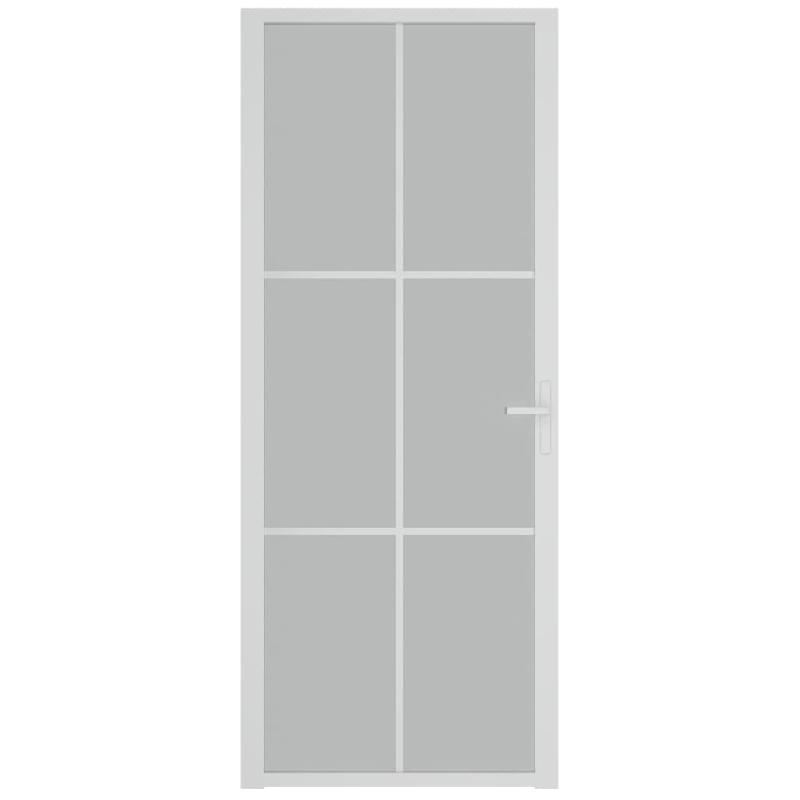 Vidaxl porte intérieure 83x201,5 cm blanc verre mat et aluminium 350581_1