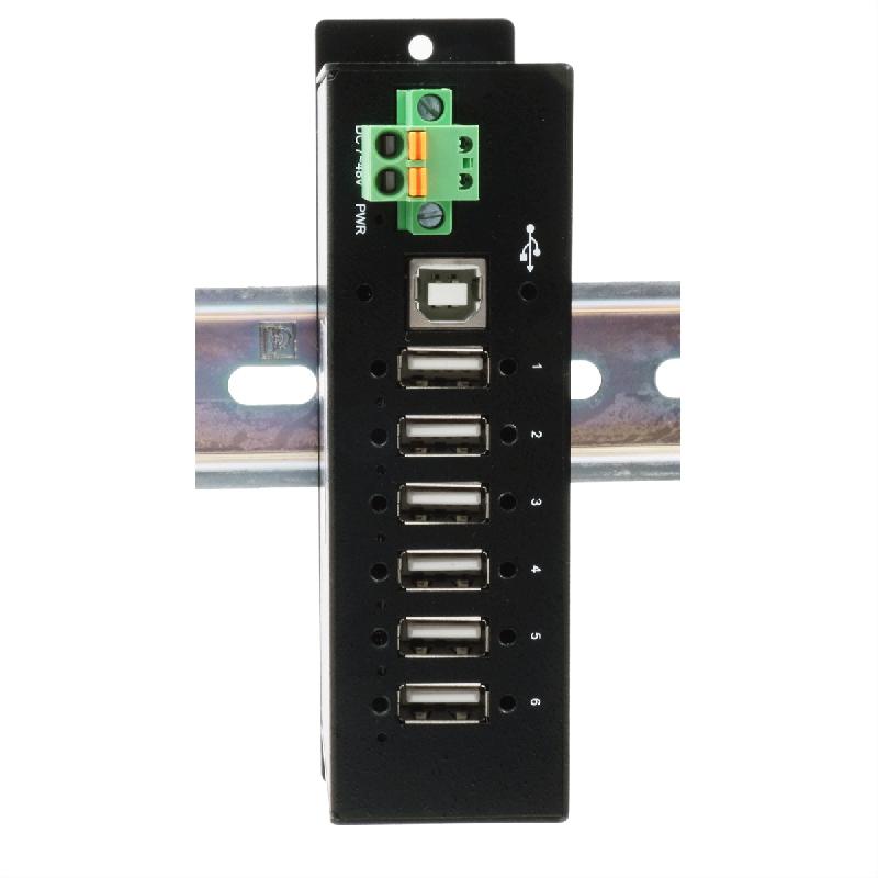 EXSYS EX-1596HMVS Hub métal USB 2.0 à 6 ports, protection de surtension 15KV ESD (rail DIN)_1