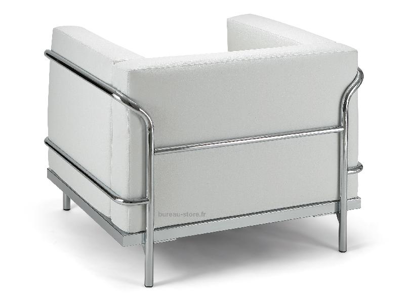 Fauteuil d'accueil cuir blanc ou noir Soft - Blanc_1
