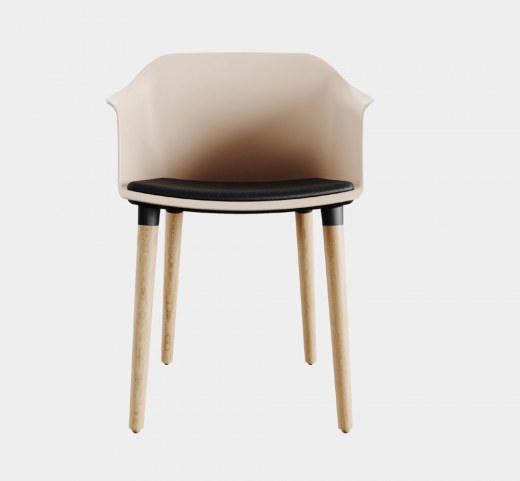 Lot de 2 fauteuils MIZA - Bois - Coque polypropylène 2 coloris avec assise tissu rembourrée - Référence 7981 FR125_1